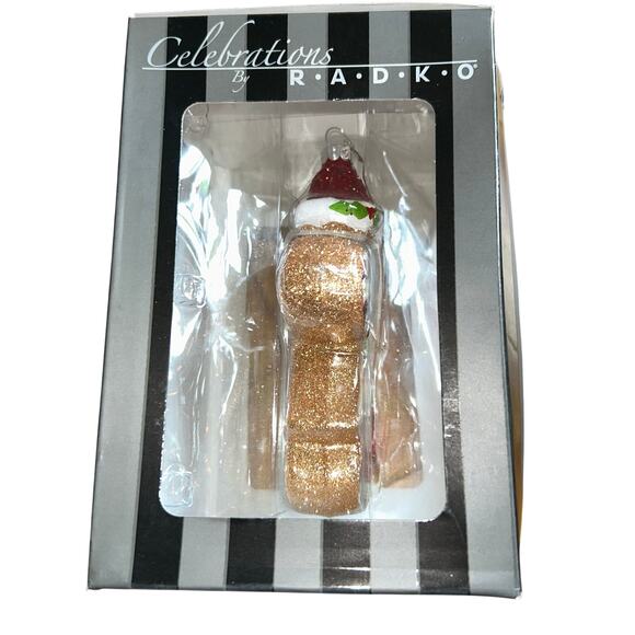 Christopher Radko Celebrations Glass Christmas Ornament Glittery Gingerbread Man - Picture 4 of 6